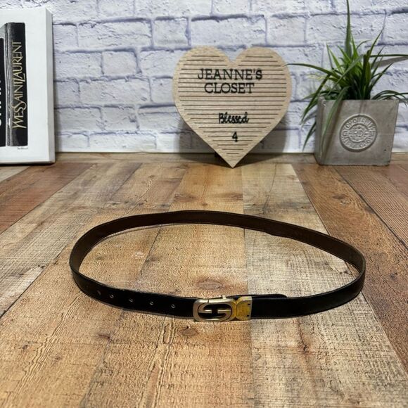 Gucci Vintage 70's Reversible Brown black Leather Belt M/L? - Picture 1 of 16